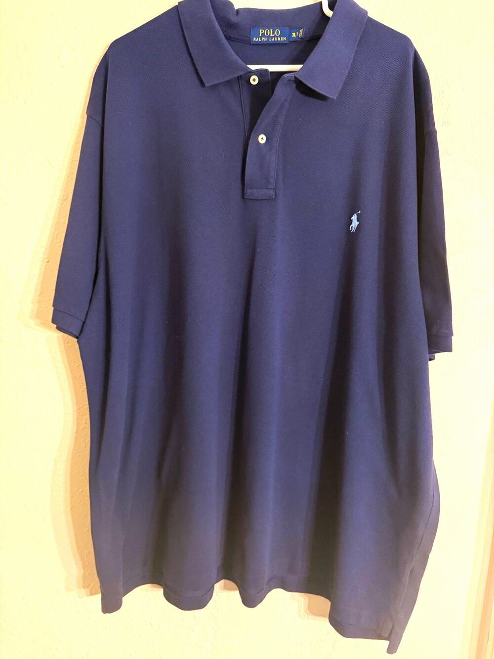 Polo Ralph Lauren Men’s Big 3LT Polo Shirt Navy Solid Cotton Knit Logo